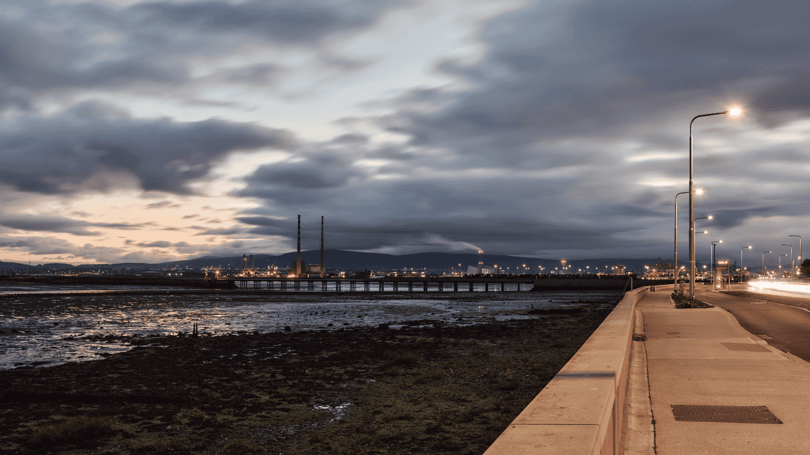 Dublin coast at night